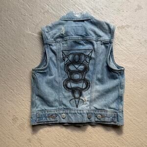 Levi’s Denim Snake Trucker Vest Women's XS Grunge Western